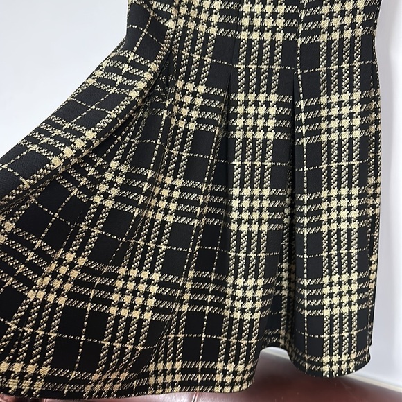 Emerald Sundae Black/Gold Plaid pleated flare sleeveless Drees , Women's S CUTE - Picture 4 of 8